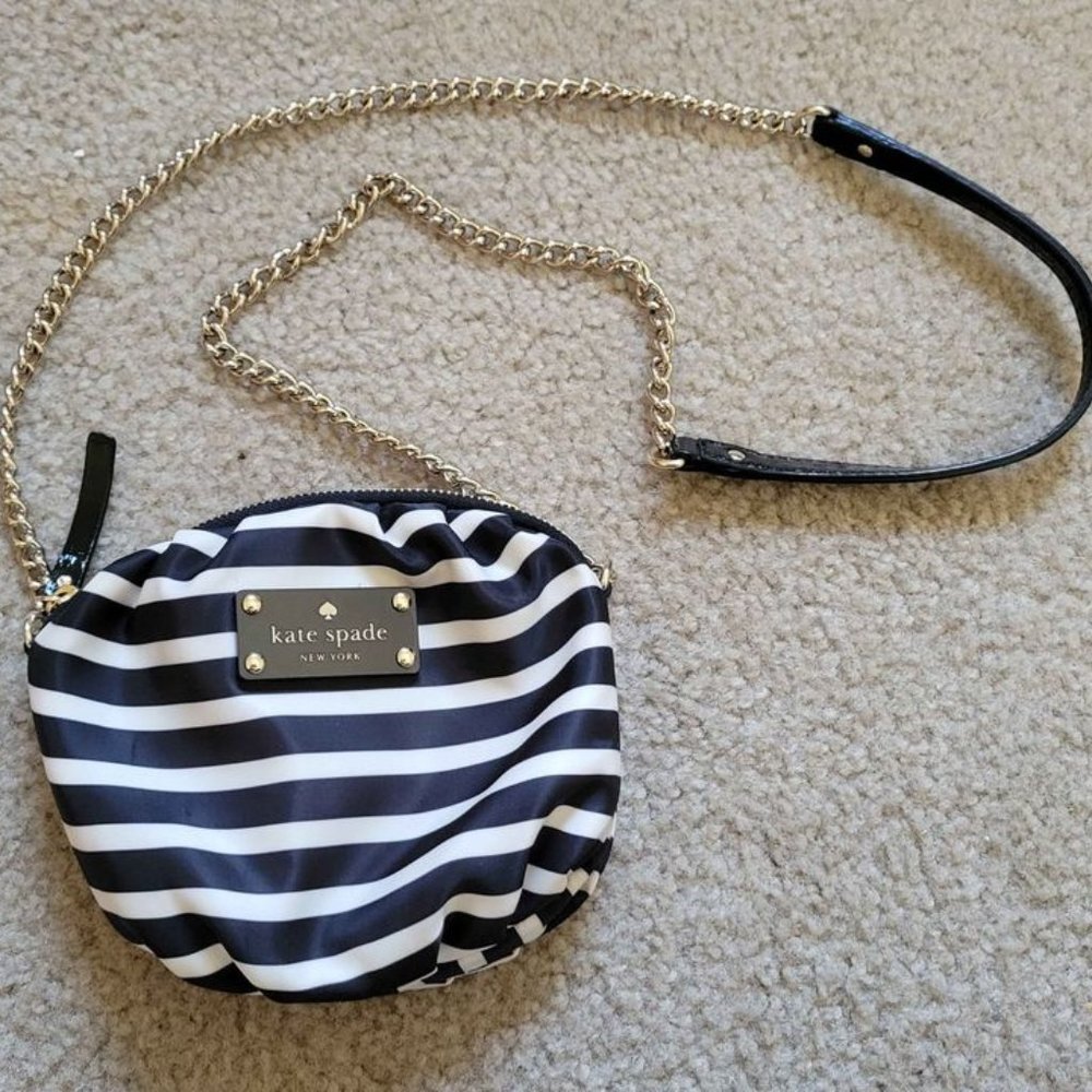 Kate Spade black and white striped Greta crossbody-